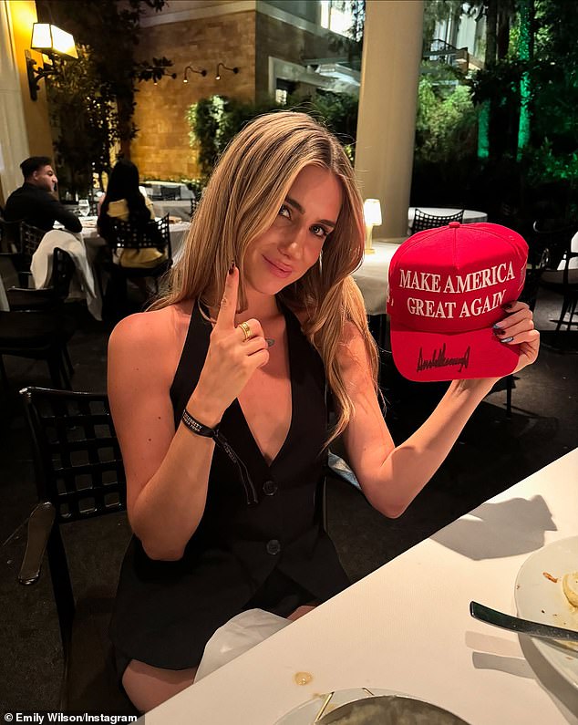 Emily Wilson, better known as Emily Saves America in MAGA circles, added that although she 'doesn't agree with doing this publicly and it's not a good look for us... compared to Democrats, our party at least goes for it.'